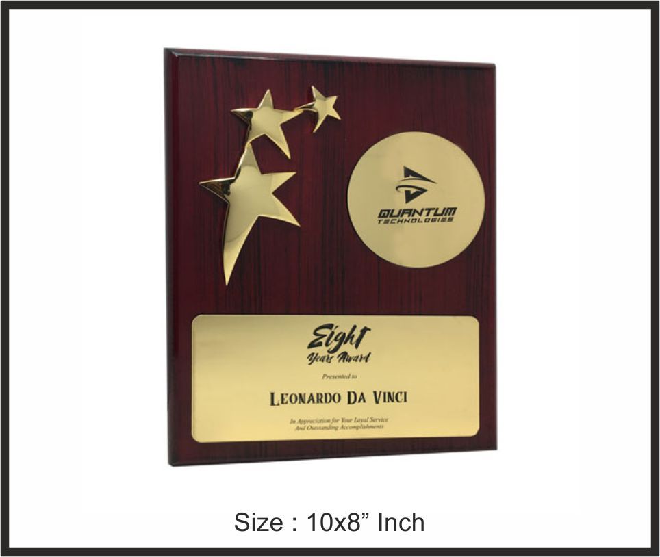 TRO - W42, Wooden Trophy, size 10"x8" inch