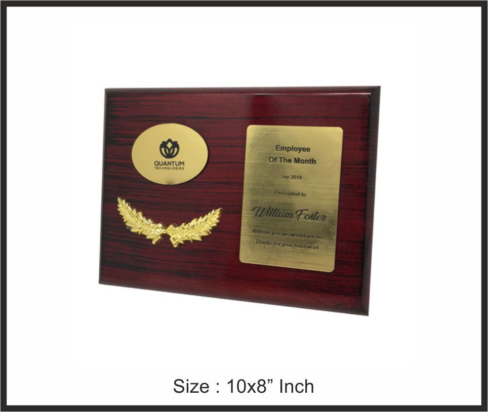 TRO - W44, Wooden Trophy, size 10"x8" inch