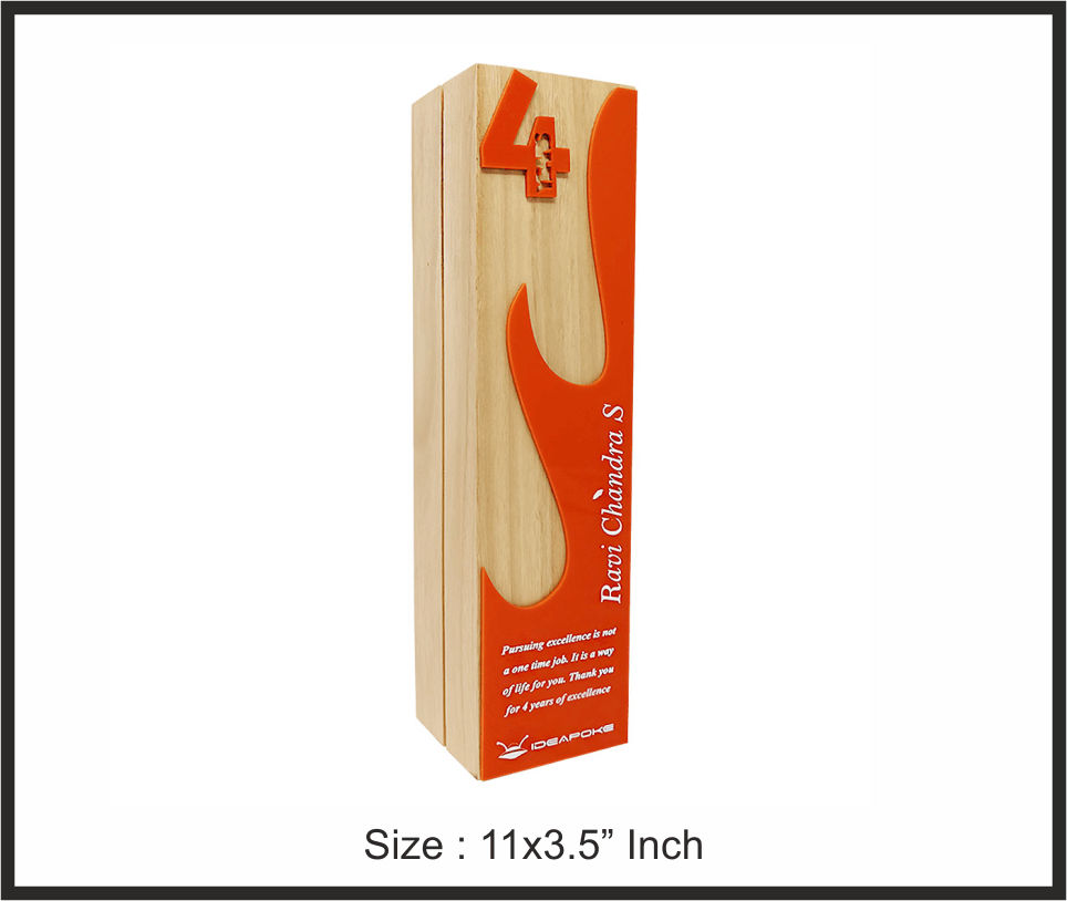 TRO - W53, Wooden Trophy, size 11"x3.5" inch