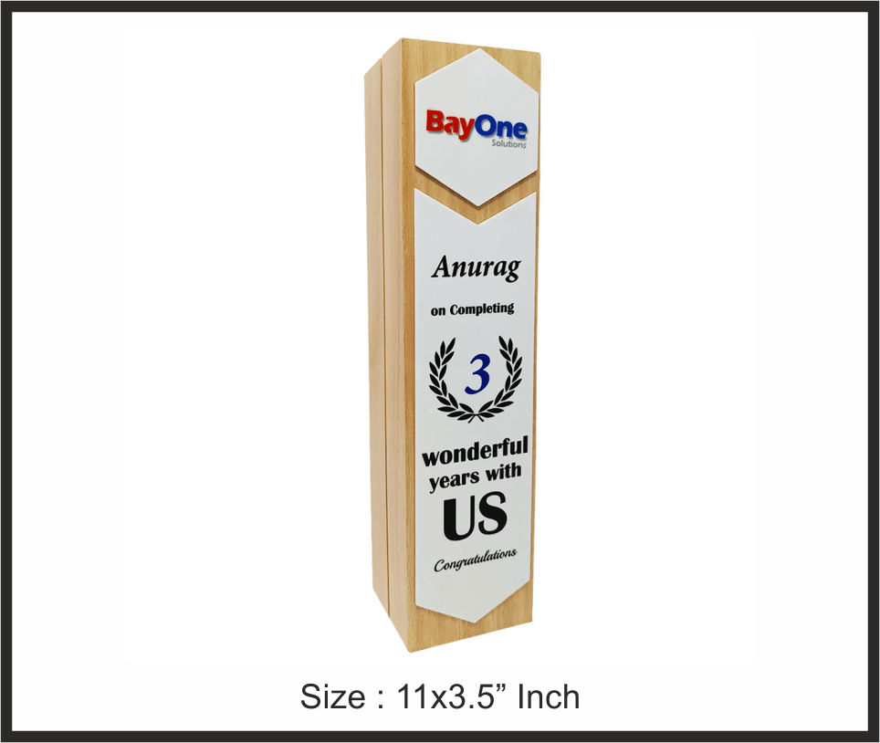 TRO - W56, Wooden Trophy, size 11"x3.5" inch