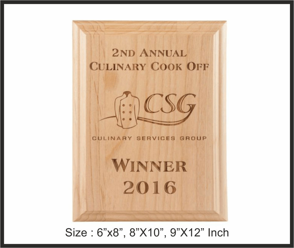 TRO - W57, Wooden Trophy, size 6"x8" 8"x10" 9"x12" inch