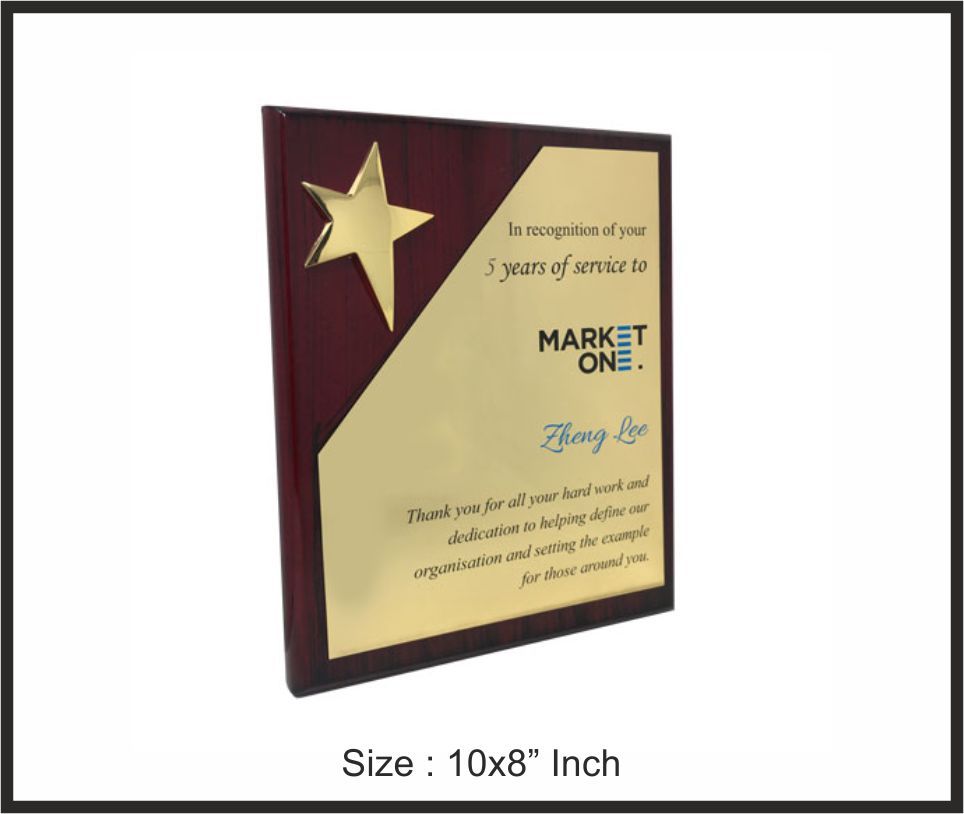 TRO - W58, Wooden Trophy, size 10"x8" inch