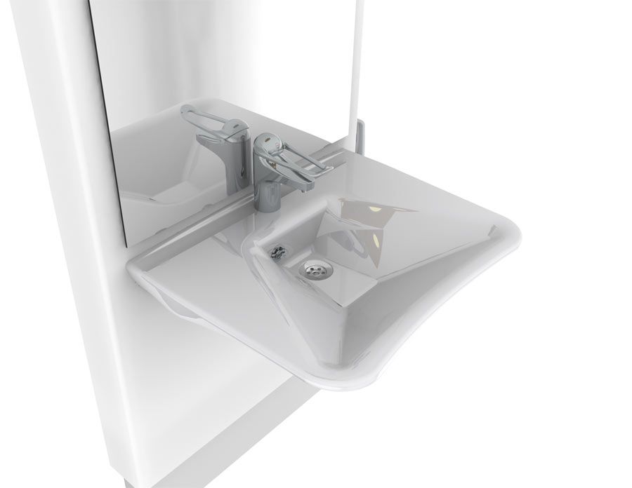 Electric height adjustable washbasin system with mirror and lighting - DESIGNLINE 417-01