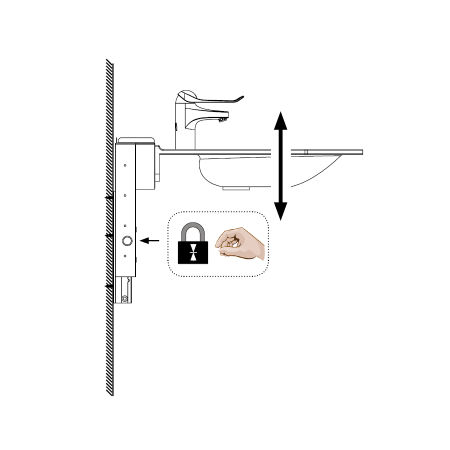 Dimensions - Manually adjustable washbasin with gas spring - BASICLINE 406-15