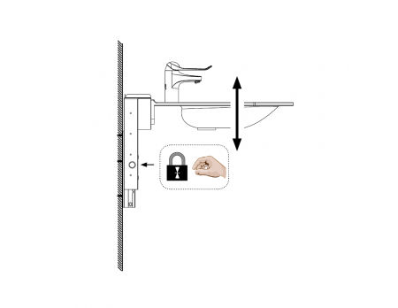 Dimensions - Manually adjustable washbasin with gas spring - BASICLINE 406-15