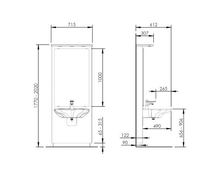 Dimensions - Elévateur de lavabo PMR - Designline 417-01