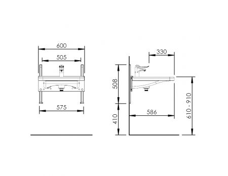 Dimensions - Manual height adjustable washbasin system - BASICLINE 403-10