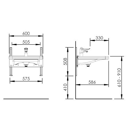 Dimensions - Elévateur de lavabo PMR manuel Basicline 403-10