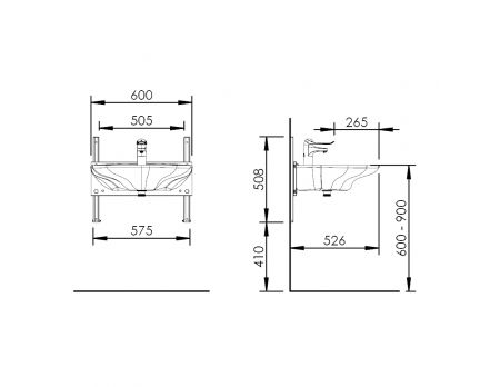 Dimensions - Manual height adjustable washbasin system - BASICLINE 403-01