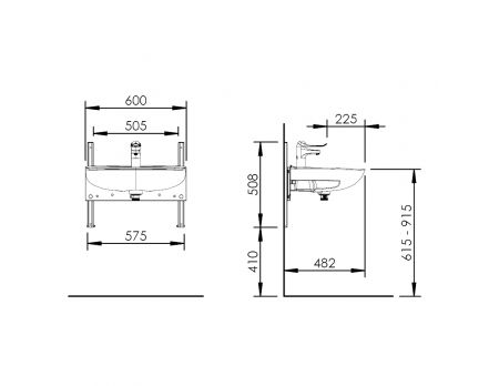 Dimensions - Manual height adjustable washbasin system - BASICLINE 403-11