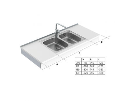 Dimensions - Wall Mounted Cranked Height Adjustable Sink Module 6350-ES30