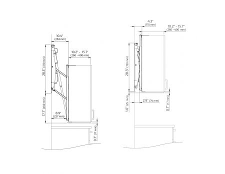 Dimensions - Wall Cabinet Lift Granberg Diago 504 for wall cabinet 24"-36" 