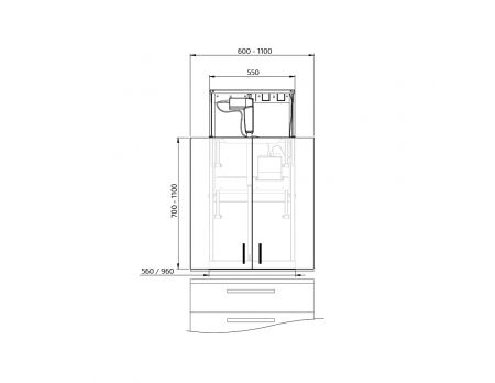 Dimensions - Wall Cabinet Lift Granberg Diago 504, 60-110 cm width