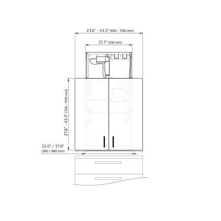 Dimensions - Wall Cabinet Lift Granberg Diago 504 for wall cabinet 24