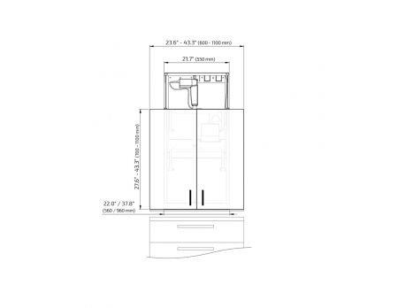 Dimensions - Wall Cabinet Lift Granberg Diago 504 for wall cabinet 24"-36" 