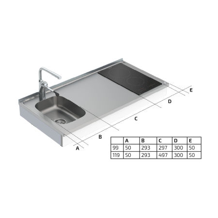 Dimensions - Module Kitchenette PMR Granberg 6300-ESFS