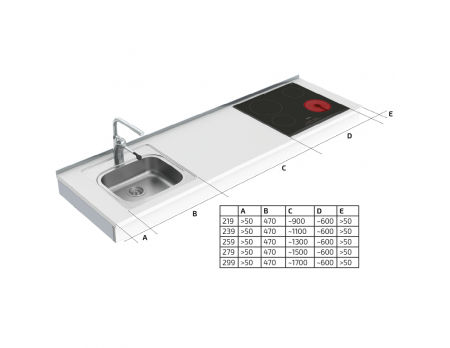 Måttuppgifter - Väggmonterad Motordriven Höjdjusterbar Kombimodul 6300-ES11S4