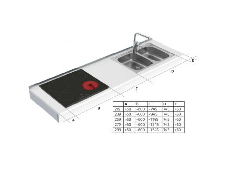 Måttuppgifter - Väggmonterad Motordriven Höjdjusterbar Kombimodul 6300-ES30S4