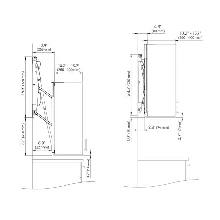 Dimensions - Wall Cabinet Lift Granberg Diago 504 for wall cabinet 48