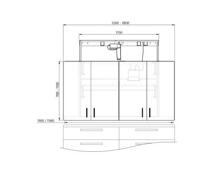Dimensions - Wall Cabinet Lift Granberg Diago 504 - 120-180 cm width