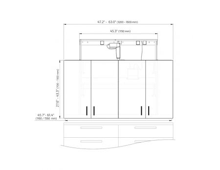 Dimensions - Wall Cabinet Lift Granberg Diago 504 for wall cabinet 48"-60" 