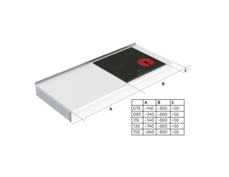 Dimensions - Wall Mounted Motorised Height Adjustable Cooktop Module 6300HA-S4