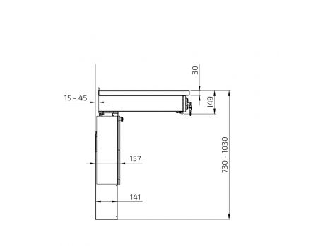 Dimensions - Wall Mounted Motorised Height Adjustable Hob Module 6300HA-S4