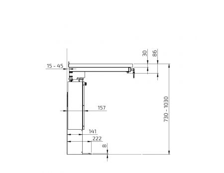 Maße - Bodenstehendes motorisch verstellbares Arbeitsplattenmodul 6310LA-CT