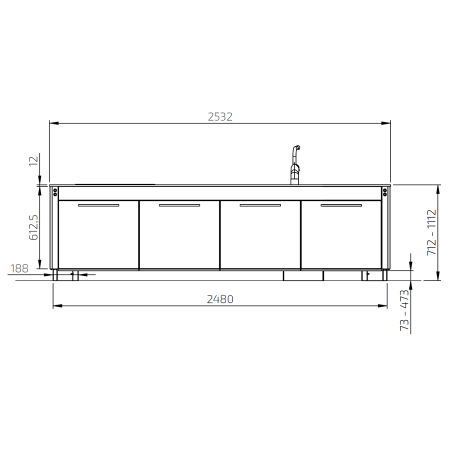 Dimensions - Combi Kitchen Module - Centerlift 6490 