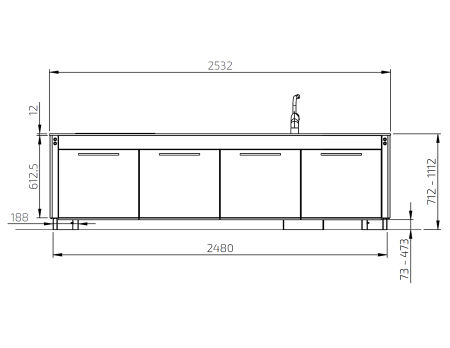 Dimensions - Combi Kitchen Module - Centerlift 6490 