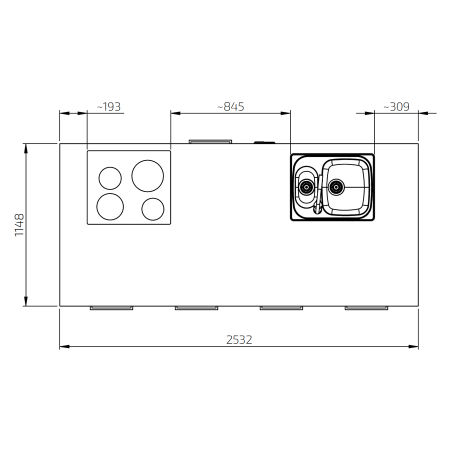 Dimensions - Combi Kitchen Module - Centerlift 6490 