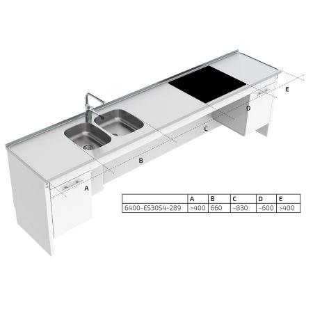 Dimensions - Sidelift 6400 Combi Kitchen Module 6400-ES30S4 - Cabinets Left-Right