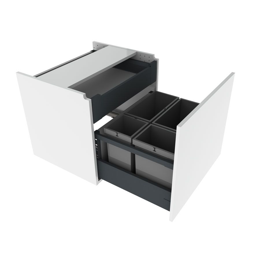 Meuble suspendu avec poubelles de tri, 60 cm