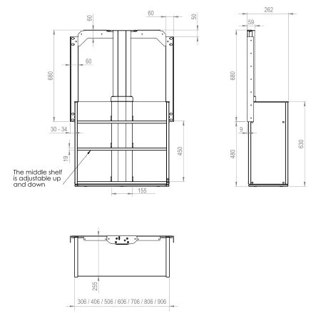 Afmetingen - VERTI 840KA - 26,2 cm diep, Wit Afmetingen - VERTI 840KA - 26,2 cm diep, Wit
