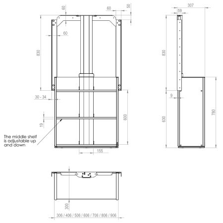 Dimensioni - VERTI 840SB - 30,7 cm profondità, bianco