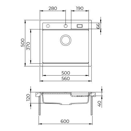Dimensions - Accessible Granite Sink ESG-500B Dimensions - Accessible Granite Sink ESG-500B