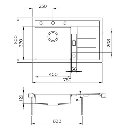 Dimensions - Accessible Granite Sink ESG-4001BL, Bowl Left Dimensions - Accessible Granite Sink ESG-4001BL, Bowl Left