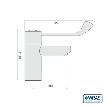 Dimensions - Mixer tap 425-120, TMV3-approved