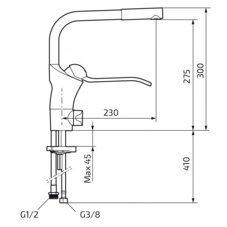 Dimensions - Mitigeur Granberg 60210 - Inclus, un ferme lave-vaisselle