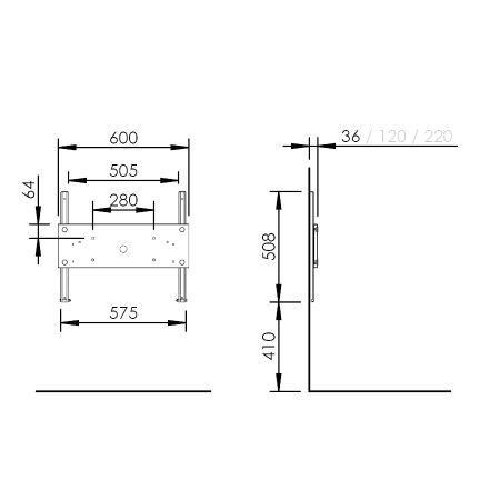 Dimensions - BASICLINE 403-1, profondeur 3.6 cm