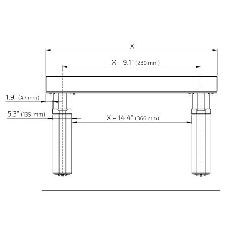 Dimensions - Countertop lift system Baselift 6300HA - Wall-mounted, 4.06