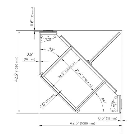 Dimensions - BASELIFT CORNER 6301HA, 45°- 90°