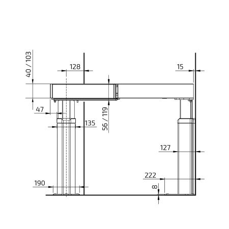 Dimensiones - Baselift Corner 6312HA - Al piso