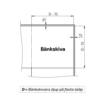 Måttuppgifter - Hörnbänklyft Baselift Corner 6303HA, 90°- 90°, Väggmonterad