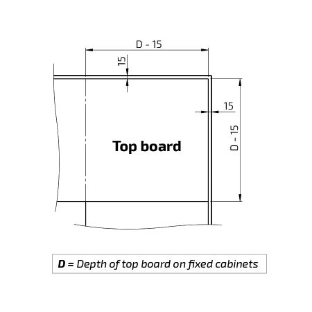 Dimensions - Kitchen Worktop Lift Baselift Corner 6303HA, 90°- 90°, wall-mounted