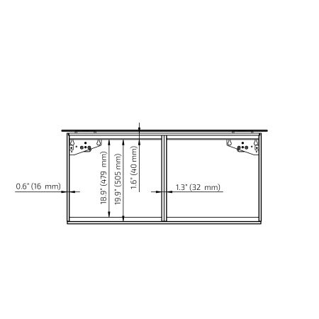 Dimensions - Countertop lift system Baselift 6300LA - Wall-mounted, 1.57