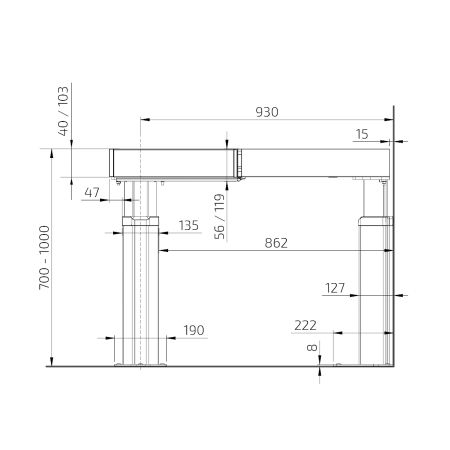 Afmetingen - BASELIFT CORNER 6311LA