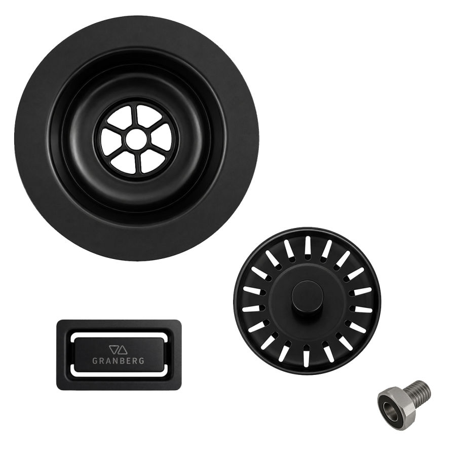 Kit de bonde à panier pour évier simple - PVD Noir