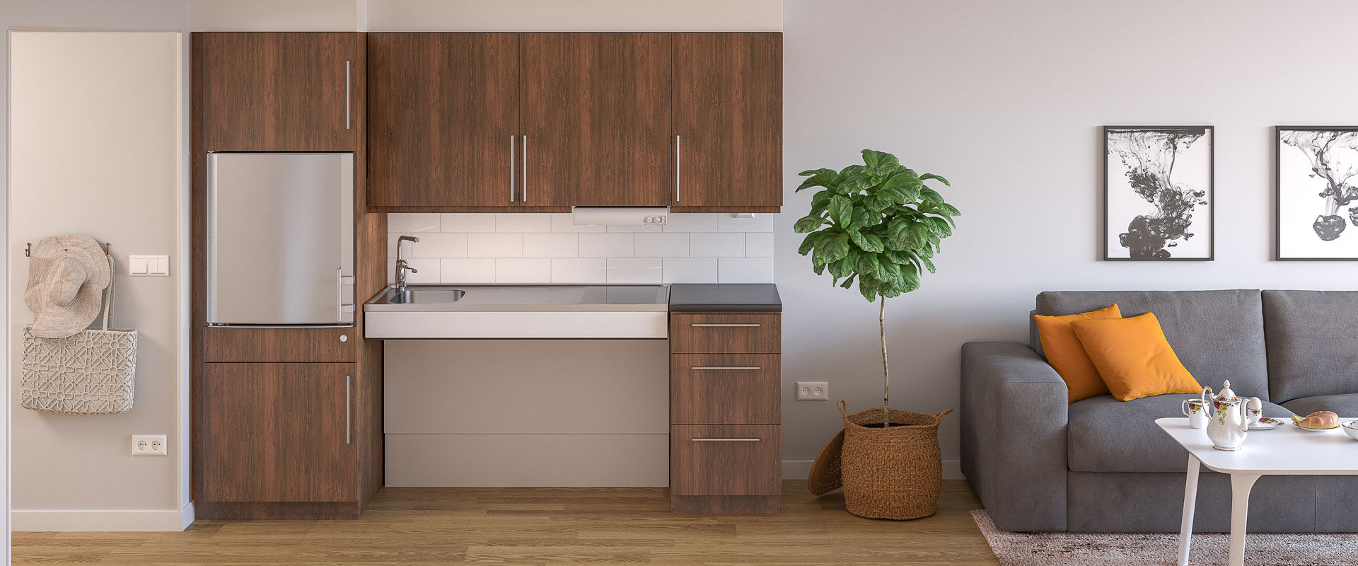 Kitchen benches for nursing homes, student residences and training kitchens