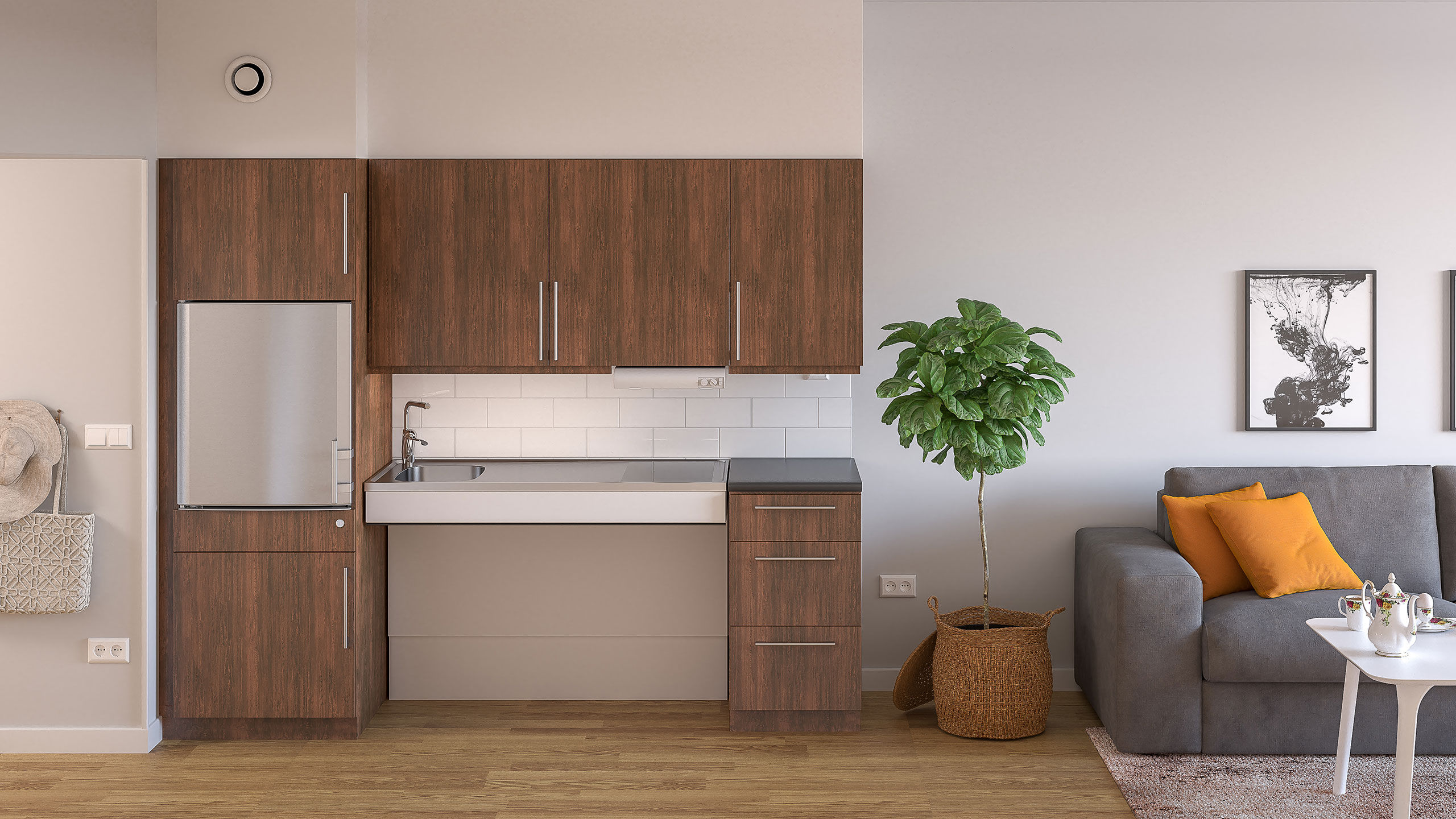 Kitchen benches for nursing homes, student residences and training kitchens